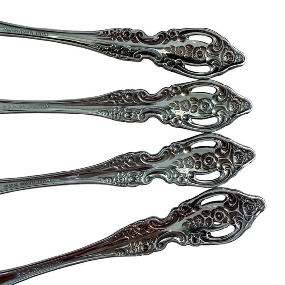 4 Oneida Pembrooke Renoir SSS Oval Soup Spoons 6 7/8" Vintage Stainless Steel - Picture 6 of 9